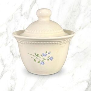 Vintage Pfaltzgraff Naturewood Sugar Bowl Stoneware Floral Garden Pattern